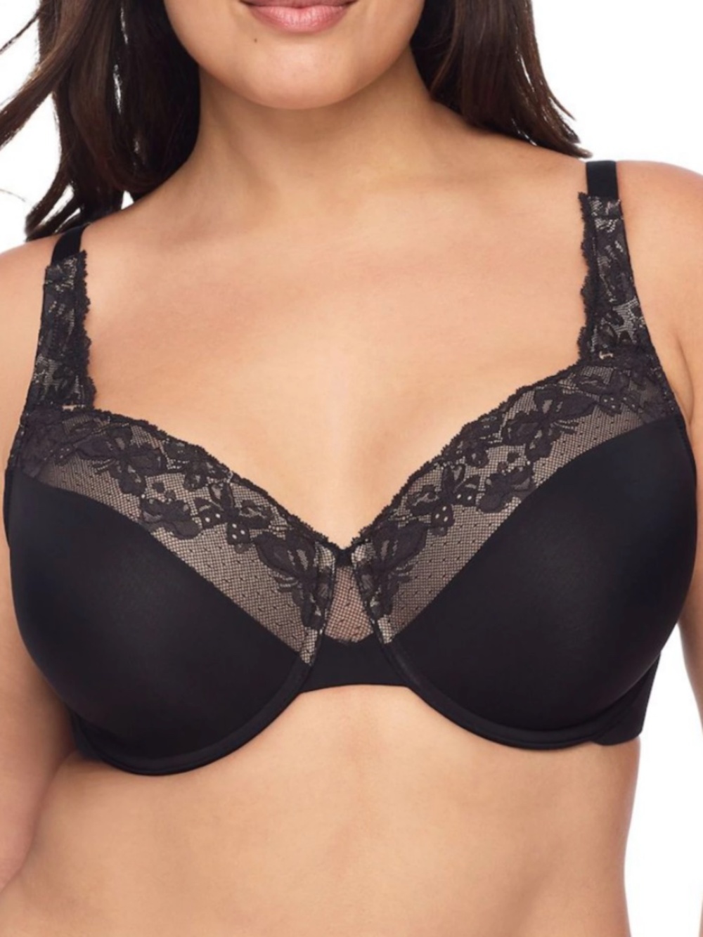 Olga Cloud 9 Uw Contour Lace-Neckline Bra GF7961A - Black